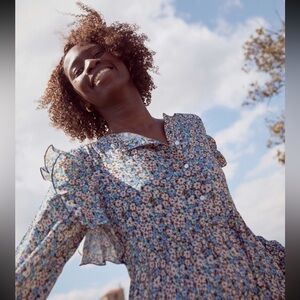 NWOT Sonmer ‘Black Lizzy’ Ditsy Floral Cottagecore Prairie Midi Dress S